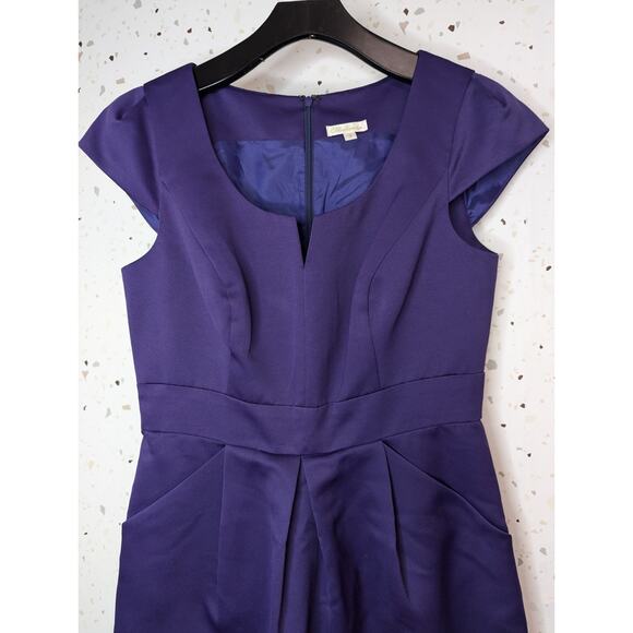Shoshanna Royal Purple Sheath Dress Square Neck Pockets Size 8 EUC - Picture 2 of 7